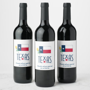 Symbols of Texas, Texas Flag and Yellow Rose Wine Label