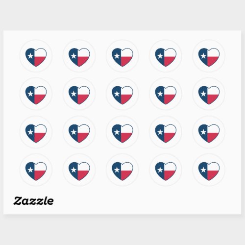 Symbols of Texas Texas Flag Heart Classic Round Sticker