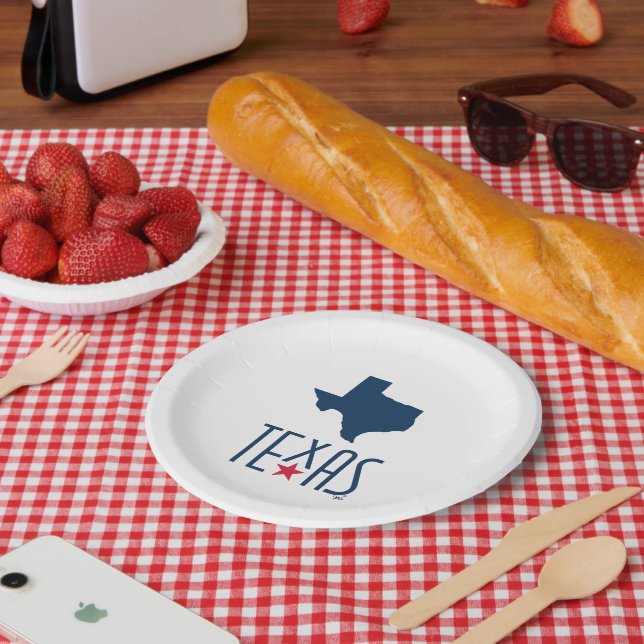Symbols of Texas, Texas, navy blue Paper Plates (Picnic)