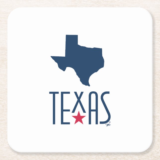 Symbols of Texas, Texas, navy blue Square Paper Coaster (Front)