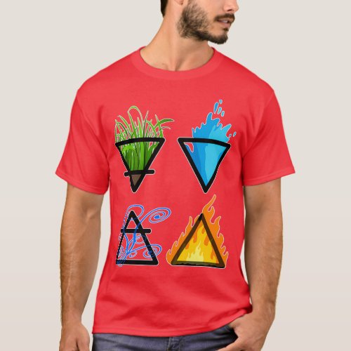 Symbols of the 4 Elements of Nature Earth Air Wate T_Shirt