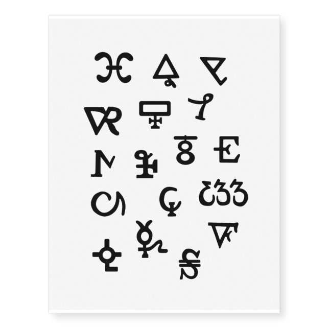 Symbols of the Alchemists Temporary Tattoos (Front)
