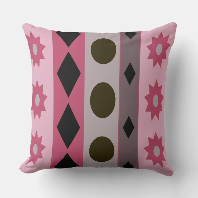 SYMBOLS pink Throw Pillow (Front)