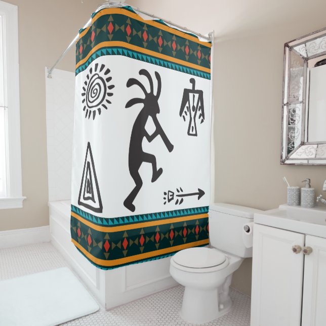 Symbols Silhouette Simple Kokopelli Shower Curtain (In Situ)