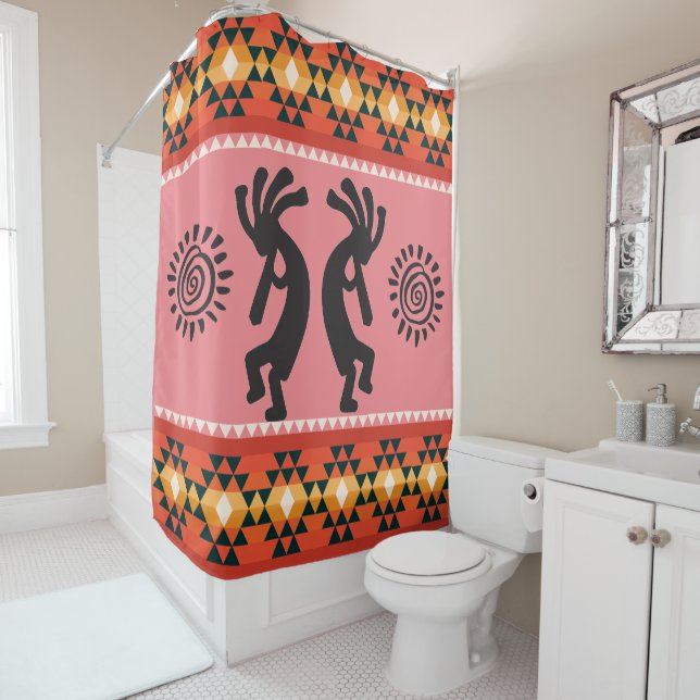 Symbols Silhouette Simple Kokopelli Shower Curtain (In Situ)