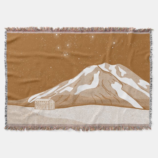 Syme Hut Mount Taranaki Throw Blanket (Front)