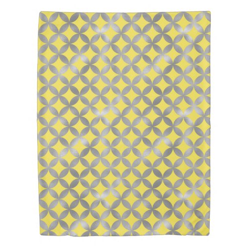 symetric pattern grey and yellow duvet cover