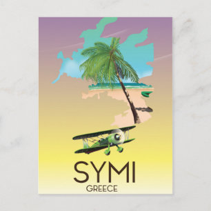 Symi Greece travel poster Postcard