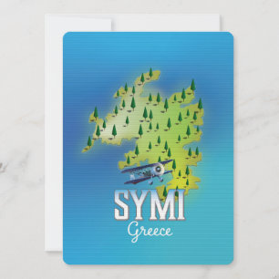 Symi Island Map Greece travel poster.