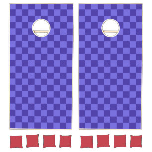 Symmetric Blue Checkerboard Design Cornhole Set