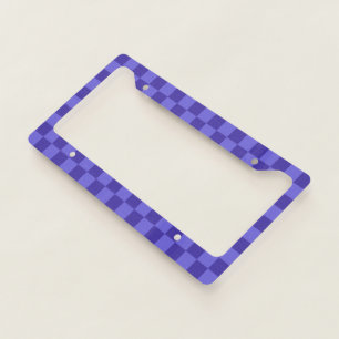 Symmetric Blue Checkerboard Design License Plate Frame
