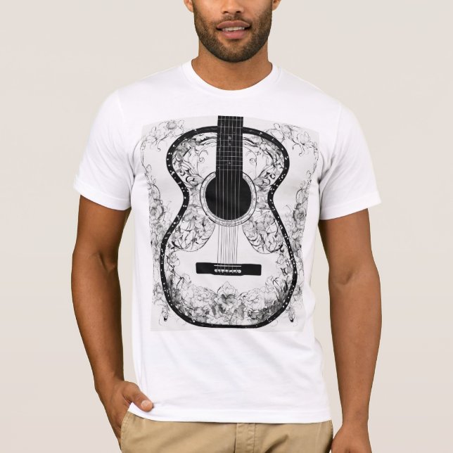 Symmetric Broken Heart Guitar Tee – Fine Line Ink  (Front)