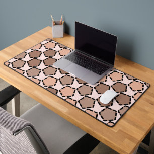 Symmetric Brown Pentagons with Dashed Borders Desk Mat