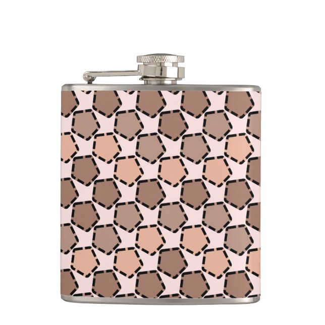 Symmetric Brown Pentagons with Dashed Borders Flask (Front)