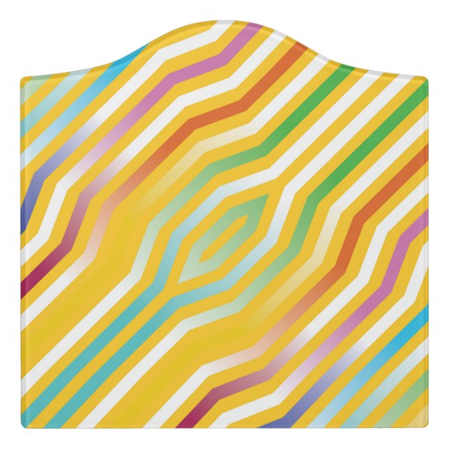 Symmetric diagonal stripes background 3 door sign (Large Crest Front)