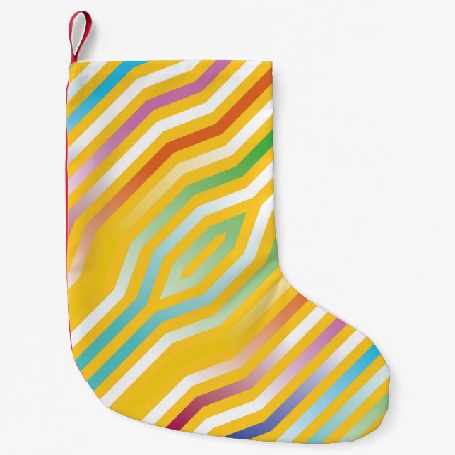 Symmetric diagonal stripes background 3 small christmas stocking (Front)