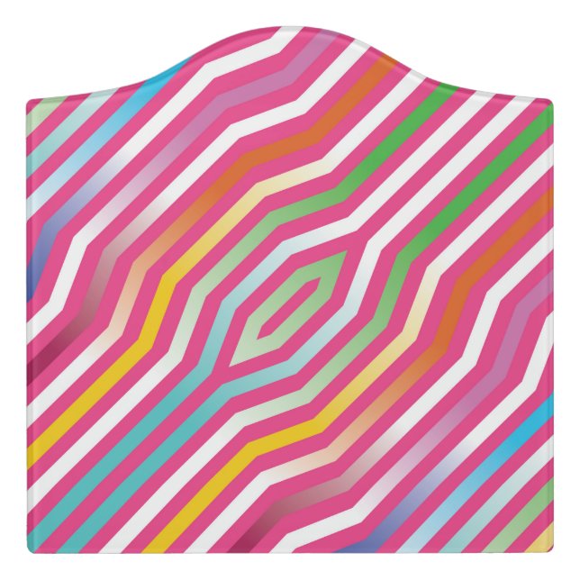 Symmetric diagonal stripes background 4 door sign (Large Crest Front)