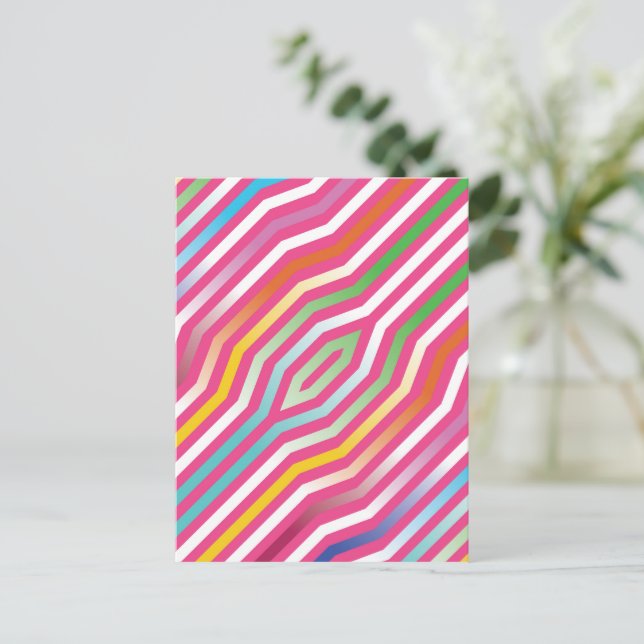 Symmetric diagonal stripes background 4 holiday postcard (Standing Front)