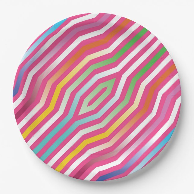 Symmetric diagonal stripes background 4 paper plates (Front)