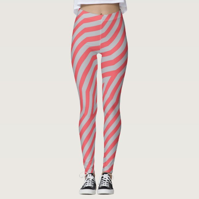 Symmetric diagonal stripes background 5 leggings (Front)