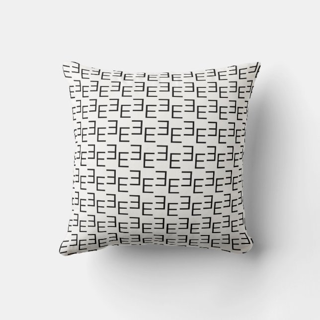 Symmetric E Monogram T-Shirt, Minimalist Geometric Throw Pillow (Back)