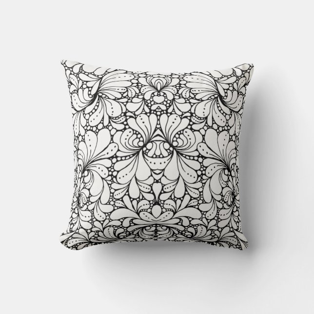 Symmetric Ethnic Ornament Throw Pillow (Front)