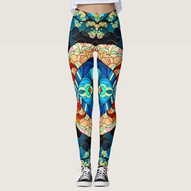 SYMMETRIC FOREST JAPANESE ART STYLE LEGGINGS (Front)