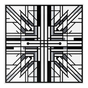 Symmetric Grid Geometry – Black & White Abstract L Acrylic Print