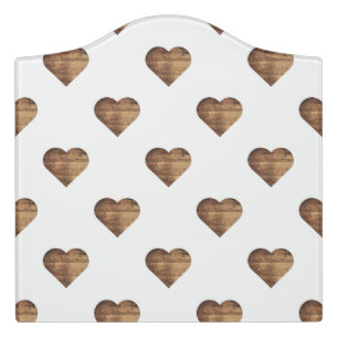 Symmetric Large Rustic Brown Wooden Hearts Door Sign