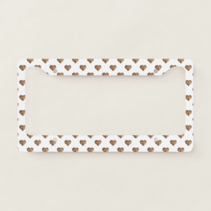 Symmetric Large Rustic Brown Wooden Hearts License Plate Frame