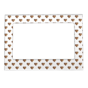 Symmetric Large Rustic Brown Wooden Hearts Magnetic Frame