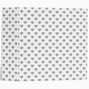 Symmetric Small Concrete Gray Hearts on White  3 Ring Binder