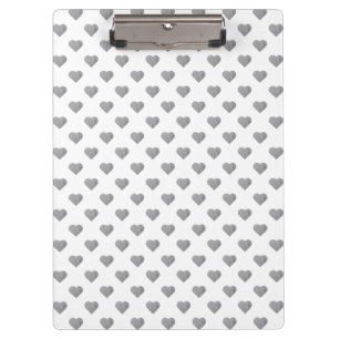 Symmetric Small Concrete Gray Hearts on White Clipboard