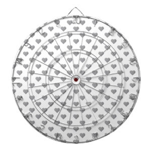 Symmetric Small Concrete Gray Hearts on White  Dart Board