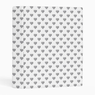 Symmetric Small Concrete Gray Hearts on White Mini Binder