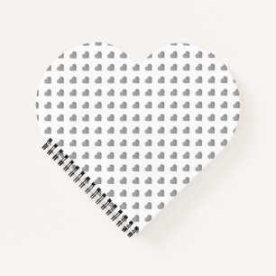 Symmetric Small Concrete Gray Hearts on White Notebook