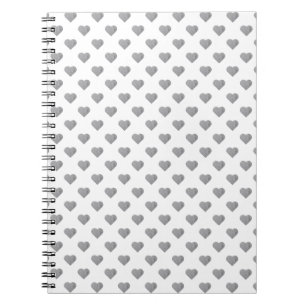 Symmetric Small Concrete Gray Hearts on White Notebook