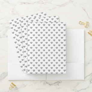 Symmetric Small Concrete Gray Hearts on White Pocket Folder