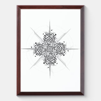 Symmetric Soul - Abstract Calligraphy Wooden Wall Award Plaque