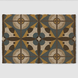 Symmetrical Abstract Art with Bold Geometric Fiber Doormat