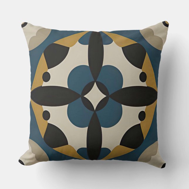Symmetrical Abstract Art with Bold Geometric Throw Pillow (Front)
