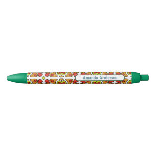 Symmetrical Abstract Pattern Hearts Custom Pen