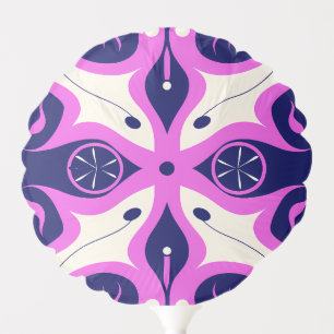Symmetrical Abstract Pattern in Purple and White Balloon