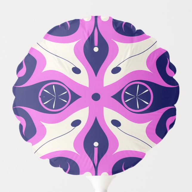 Symmetrical Abstract Pattern in Purple and White Balloon (Front)