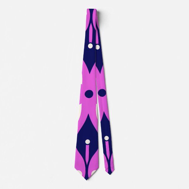 Symmetrical Abstract Pattern in Purple and White Neck Tie (Front)