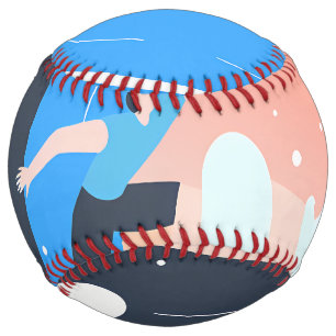 Symmetrical Abstract Pattern in Purple and White Softball
