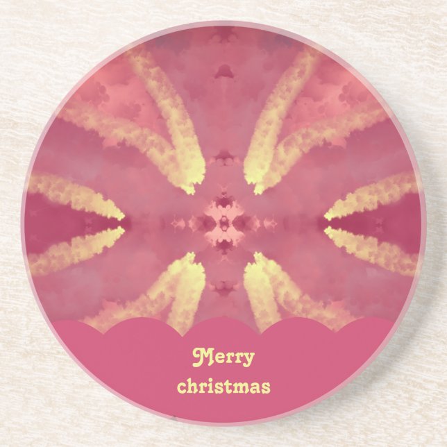 Symmetrical Christmas Blush Rose Gold Mandala Coaster (Front)