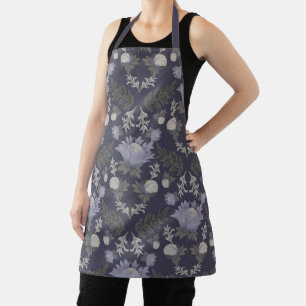 Symmetrical dark purple floral pattern apron