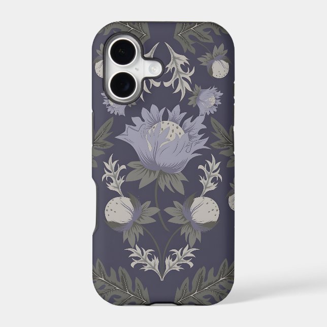 Symmetrical dark purple floral pattern iphone case (Back)