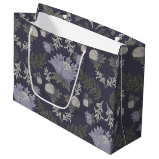 Symmetrical dark purple floral pattern large gift bag
